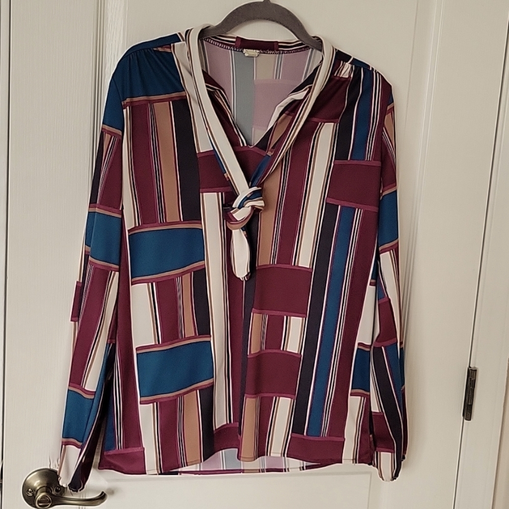 Striped V-neck Tunic